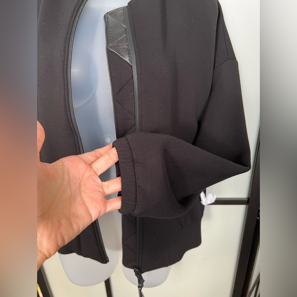 Nwt Massimo Dutti Black Bomber Jacket Neoprene Full Zip Pockets Small — image 5 of 8